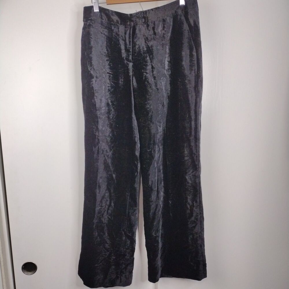 Etro Velour Velvet Black Gold Plush Womens Luxury Pants Trousers Sz 46 US 10
